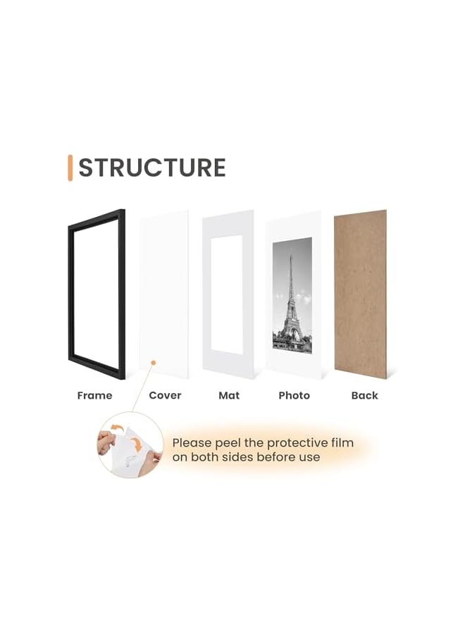 The Bros Picture Frame Set of 5, 8x10 Picture Frames, Display Pictures 6x8 with Mat or 8x10 Without Mat, Multi Photo Frames Collage for Tabletop Display and Wall Mounting (Black,8X10 Inch) - Image 3