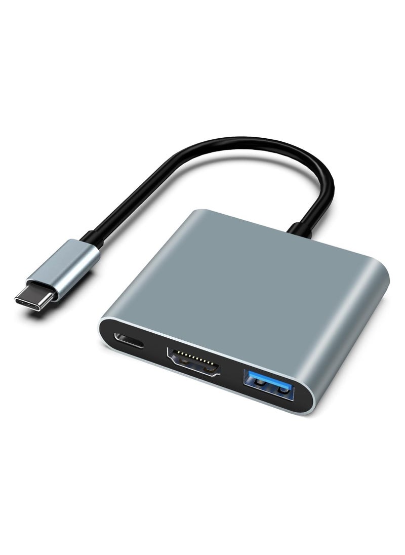 ماركة غير محددة محول USB C إلى HDMI، محول 3 في 1 من HDMI إلى USB C Digital AV متعدد المنافذ، محول USB Type C إلى HDMI بدقة 4K، USB 3.0، متوافق مع MacBook Pro Air iPad Chromebook XPS Acer HP Dell Surface Samsung  - Image 1
