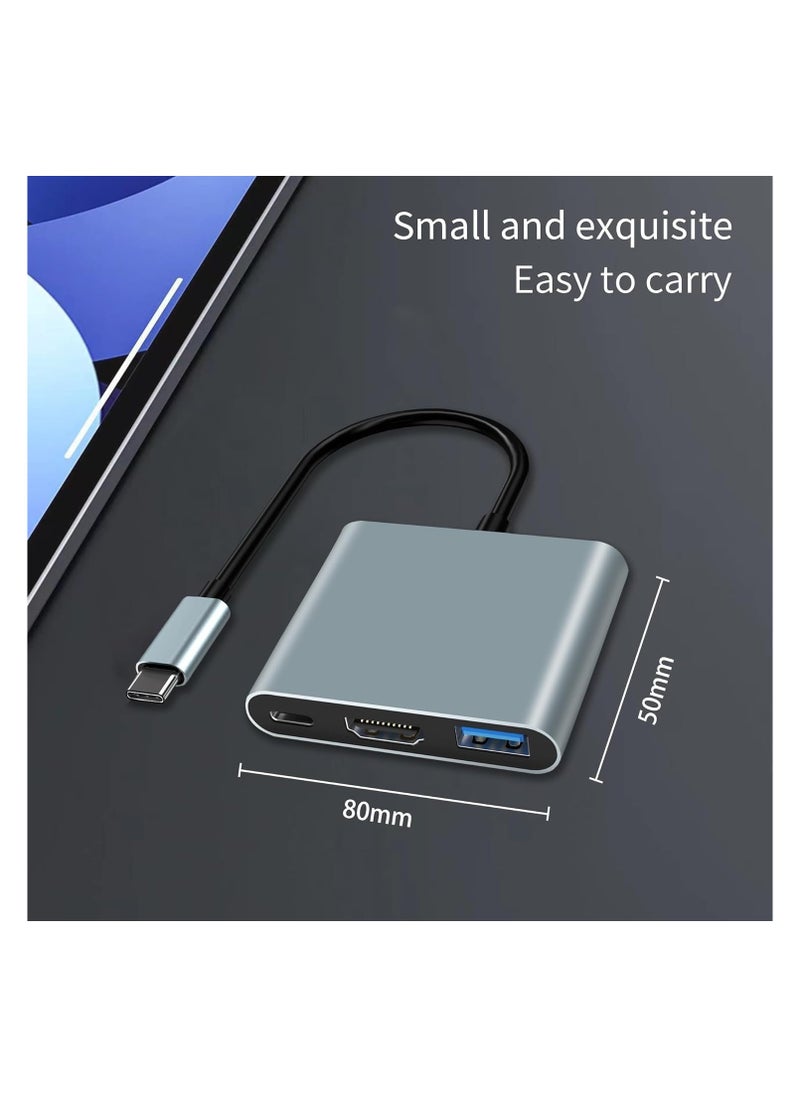 ماركة غير محددة محول USB C إلى HDMI، محول 3 في 1 من HDMI إلى USB C Digital AV متعدد المنافذ، محول USB Type C إلى HDMI بدقة 4K، USB 3.0، متوافق مع MacBook Pro Air iPad Chromebook XPS Acer HP Dell Surface Samsung  - Image 2