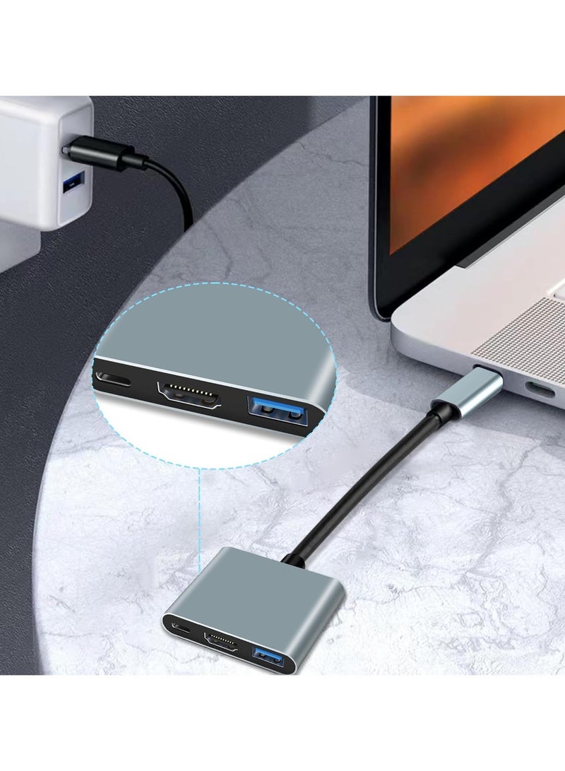 USB C to HDMI Adapter, 3-in-1 HDMI to USBC Digital AV Multiport Adapter,USB Type C Converter to 4K HDMI,USB 3.0, 100W PD Compatible for MacBook Pro Air iPad Chromebook XPS Acer HP Dell Surface Samsung