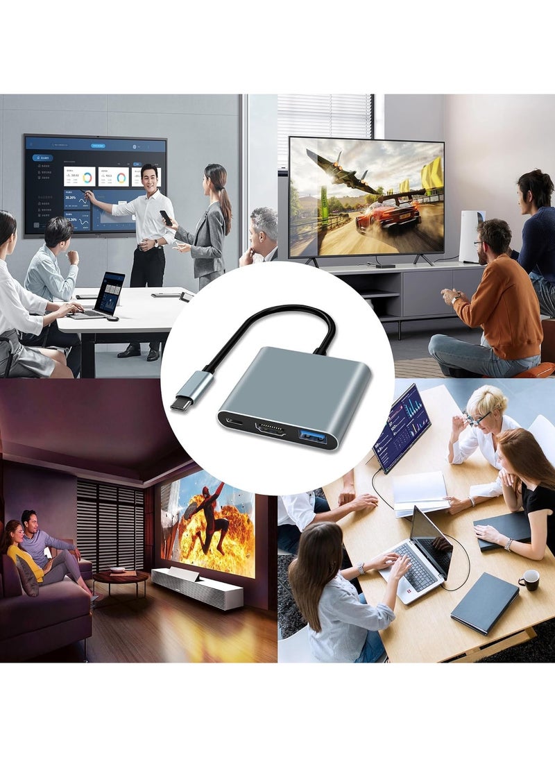 USB C to HDMI Adapter, 3-in-1 HDMI to USBC Digital AV Multiport Adapter,USB Type C Converter to 4K HDMI,USB 3.0, 100W PD Compatible for MacBook Pro Air iPad Chromebook XPS Acer HP Dell Surface Samsung