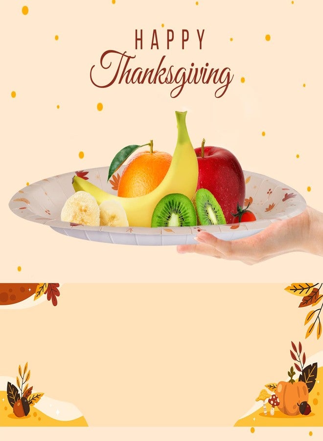 WDF 50Pack Thanksgiving Oval Plates Paper - 10" x 12" Happy Thanksgiving Plates Disposable Dinner Autumn Fall Harvest Party Supply - Turkey Thankful Pattern - Image 5