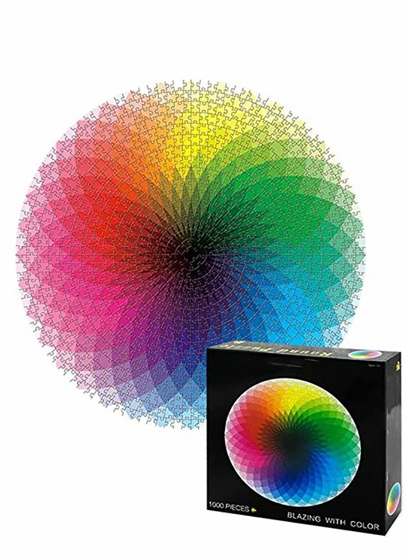 KASTWAVE 1000 Piece Puzzles Gradient Color Rainbow with Cool Rainbow Effect Large Round Thicker Paper Palette Intellectual Game for Adults - Image 2