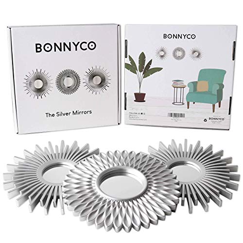 BONNYCO Wall Mirrors Pack of 3 Round Silver Mirrors for Home Decor, Bedroom and Room. Espejos Decorativos de Pared Sala Dormitorio, Circle Wall Decor Minimalist Vintage, Chic. Gifts for Women Mums - Image 2