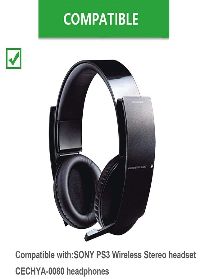 CONVELIFE Replacement Earpads Protein Leather Ear Pads Cushions Cover Repair Parts Compatible with Sony Pulse Elite Edition Wireless Stereo Headset CECHYA-0086 0080 PS3 Headphones (Black) - Image 4