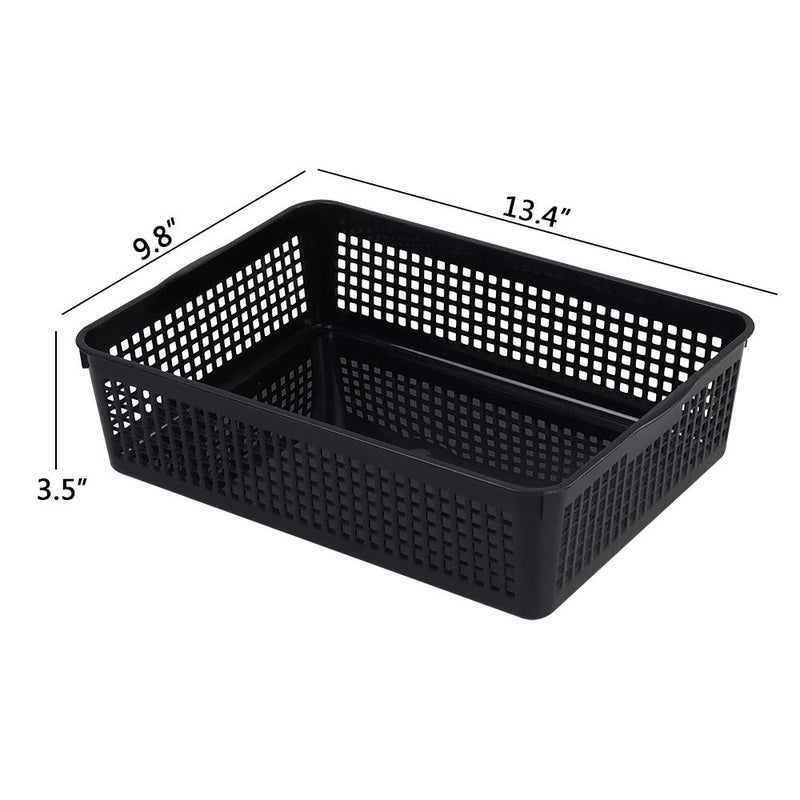 Pekky 6 Packs Plastic Basket Tray, A4 Paper Storage Baskets, Black - Image 2