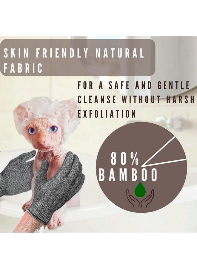 Kotomoda - Otomoda Sphynx Hairless Cats Carbonized Bamboo Bath Exfoliating Gloves Charcoal Bamboo Shower Body Scrub - Image 1