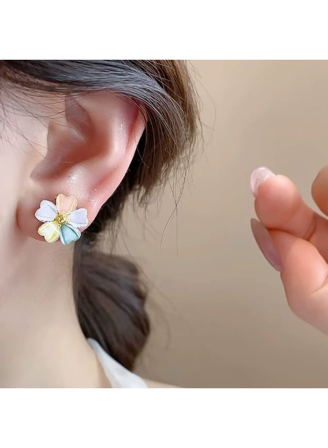 Goolsky Colorful Five-Petal Flower Stud Earrings – Summer Korean Style Fresh Floral Jewelry for Women, Colorful Petals Lightweight, Beach/Summer/Casual Outfits, Dopamine Aesthetic - Image 5