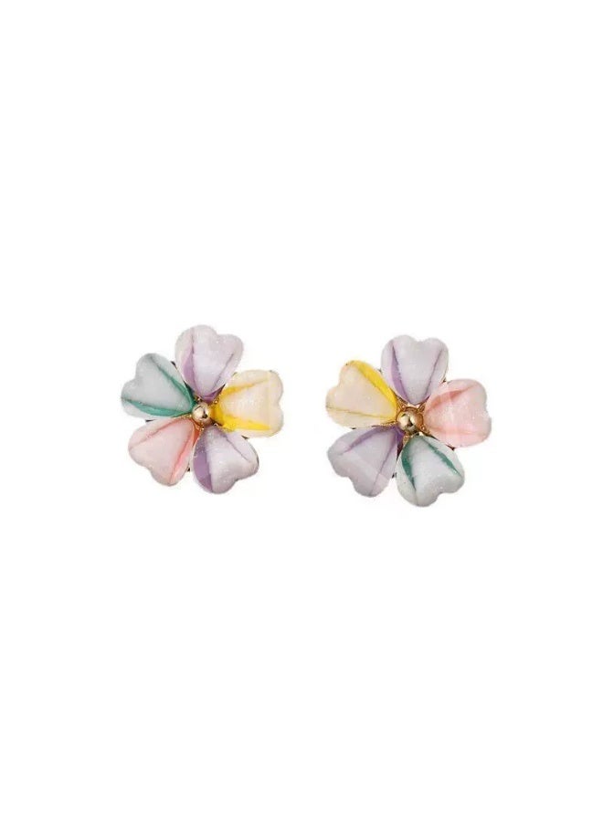 Goolsky Colorful Five-Petal Flower Stud Earrings – Summer Korean Style Fresh Floral Jewelry for Women, Colorful Petals Lightweight, Beach/Summer/Casual Outfits, Dopamine Aesthetic - Image 4
