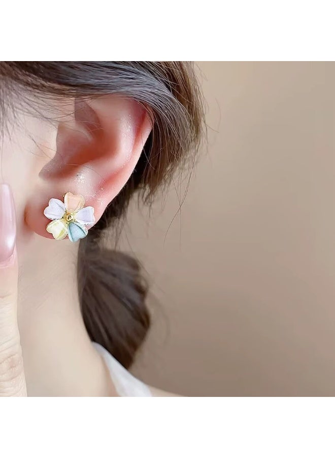 Goolsky Colorful Five-Petal Flower Stud Earrings – Summer Korean Style Fresh Floral Jewelry for Women, Colorful Petals Lightweight, Beach/Summer/Casual Outfits, Dopamine Aesthetic - Image 2