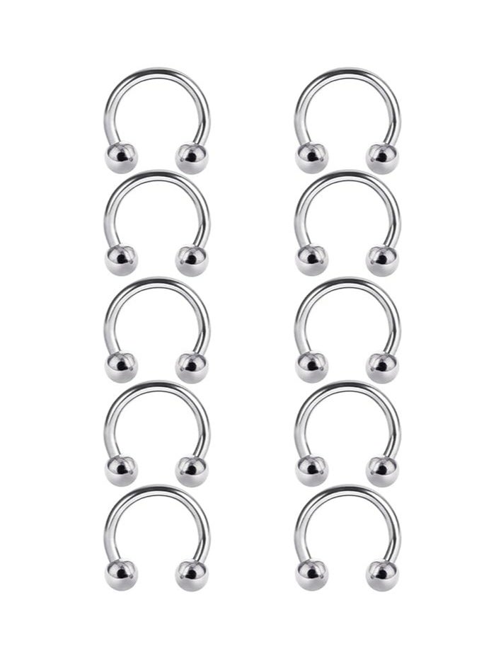Generic maya accessories rgical Steel CBR Horseshoe Circular Rings Nose Eyebrow Tragus Lip Ear Hoop Ring Piercing 2 PCS - Steel 