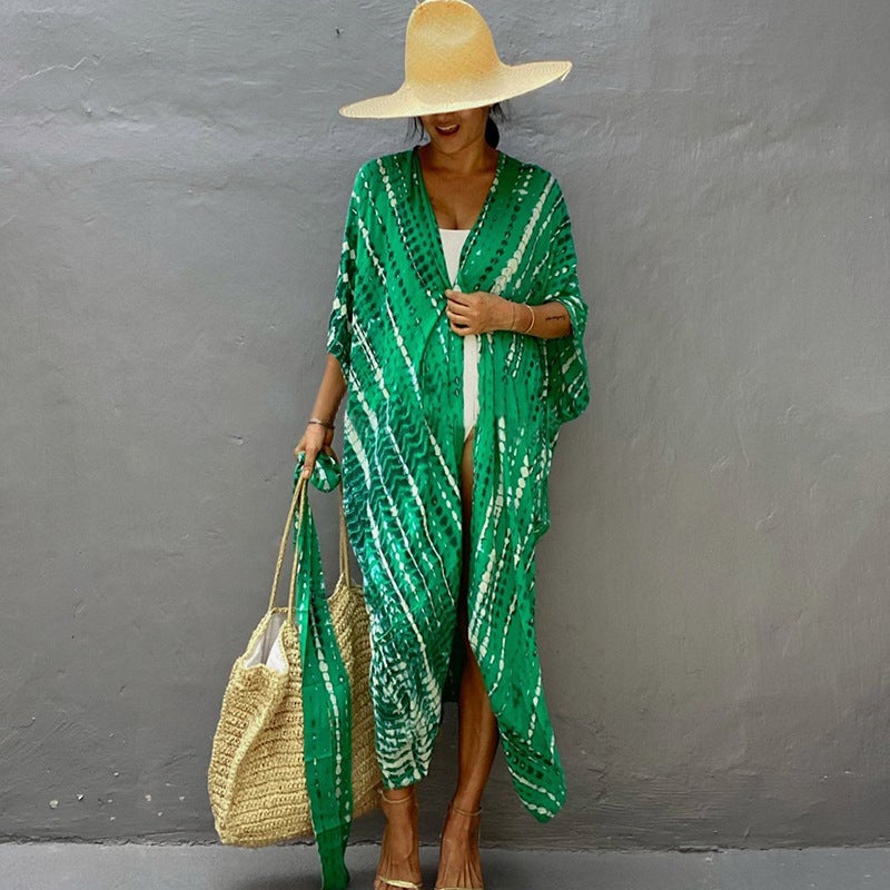 Women's Cotton Beach Cover-Up Open-Front Bikini Swimsuit Sun Protection Dress - Image 1