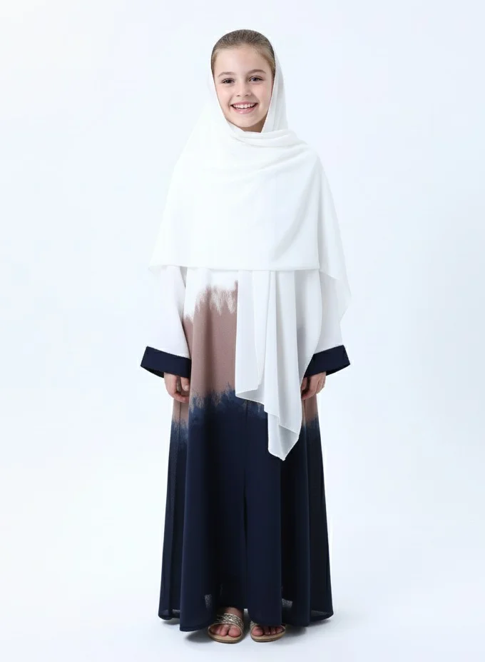 MSquare Fashion Kids Abaya I Durable I Lightweight I CEY Fabric I With Headscarf I Multicolor
