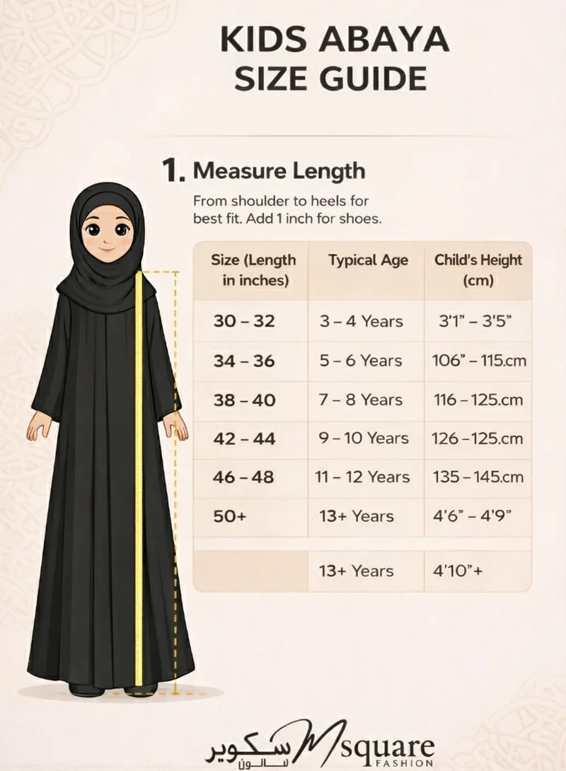 MSquare Fashion Kids Abaya I Durable I Lightweight I CEY Fabric I With Headscarf I Multicolor