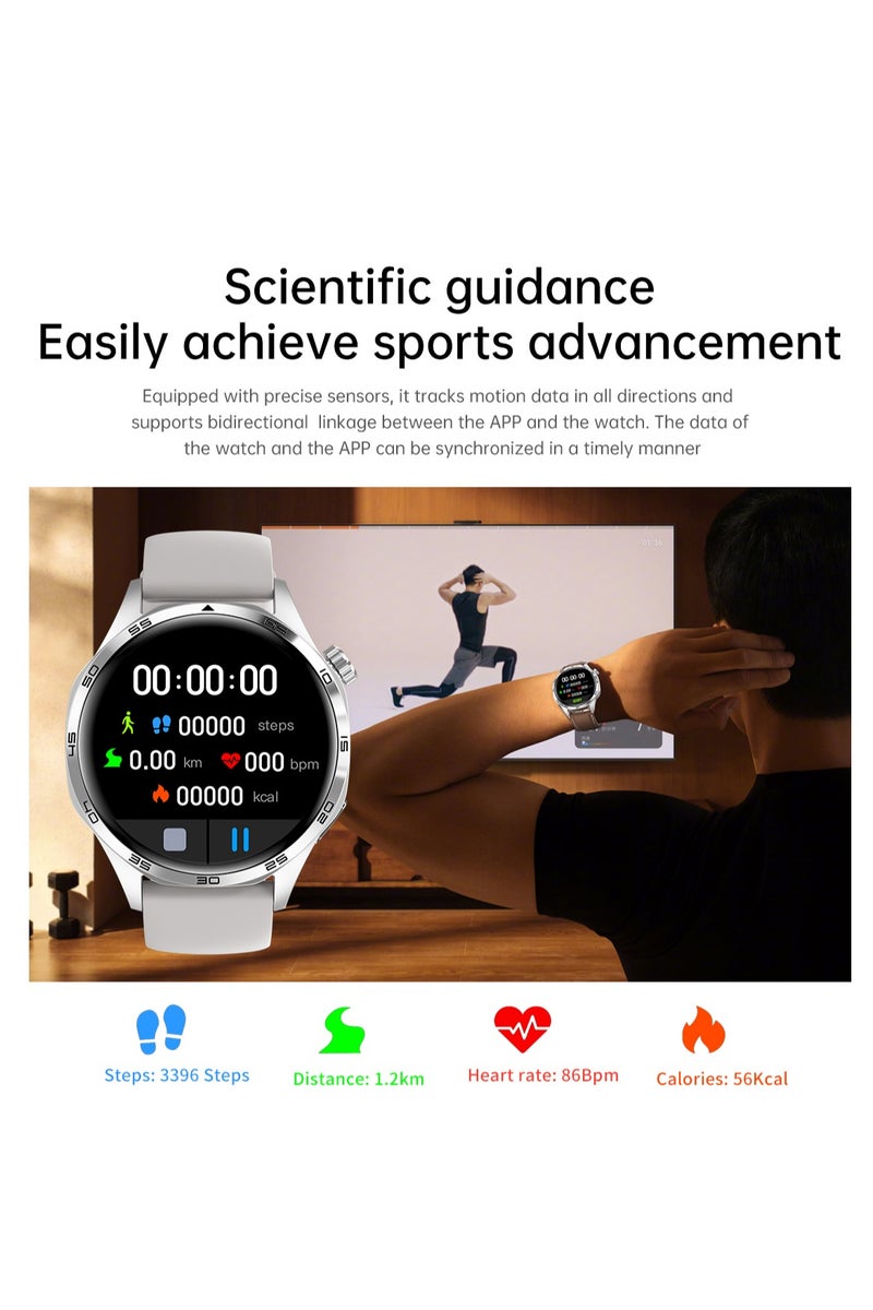 RollsTimi  Men's Smart Watch, 1.53-Inch High-Definition Touch Large Screen, GPS Positioning, Bluetooth Call, Health Monitoring, IP67 Waterproof Sports Watch, WATCH5PRO Steel Band Silver - Image 3