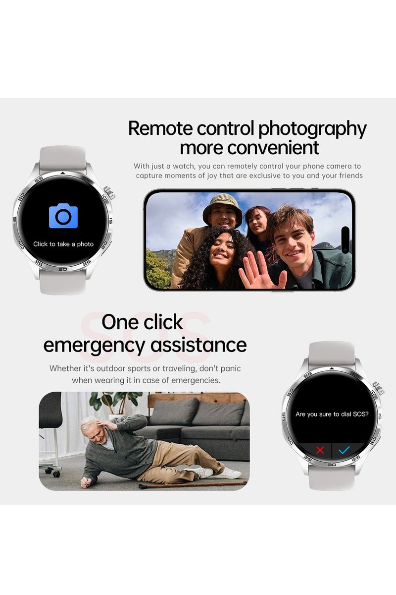 RollsTimi  Men's Smart Watch, 1.53-Inch High-Definition Touch Large Screen, GPS Positioning, Bluetooth Call, Health Monitoring, IP67 Waterproof Sports Watch, WATCH5PRO Steel Band Silver - Image 5