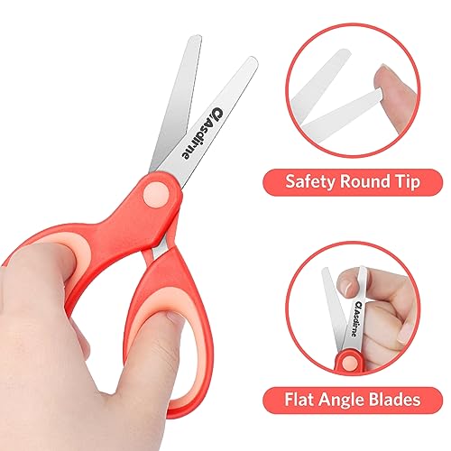 Asdirne Left Kids Scissors, Safety Children Scissors with Blunt Tip Stainless Steel Blades and Soft Grip, Great for Home and School, Assorted Color, 13.5cm, 3 Pack - Image 3