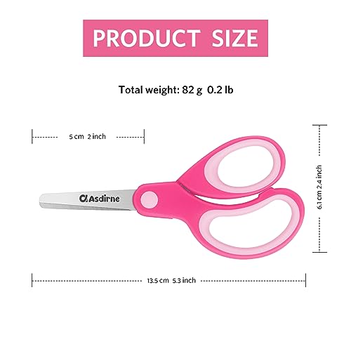 Asdirne Left Kids Scissors, Safety Children Scissors with Blunt Tip Stainless Steel Blades and Soft Grip, Great for Home and School, Assorted Color, 13.5cm, 3 Pack - Image 4