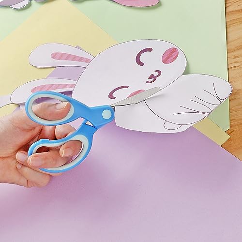 Asdirne Left Kids Scissors, Safety Children Scissors with Blunt Tip Stainless Steel Blades and Soft Grip, Great for Home and School, Assorted Color, 13.5cm, 3 Pack - Image 2