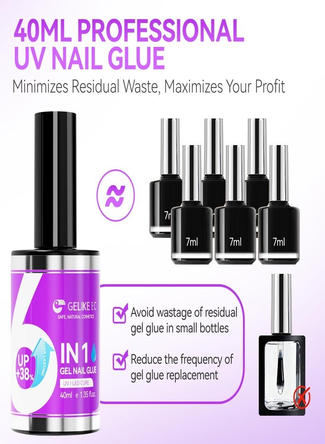 Gelike EC Professional Bulk Nail Glue: 40ml Salon Size Gel Nail Glue - 5X More Value for Press On Nails Acrylic & Nail Tips - Strong & Quick Dry UV Gel Adhesive for Nail Artists & Small Businesses - Image 2