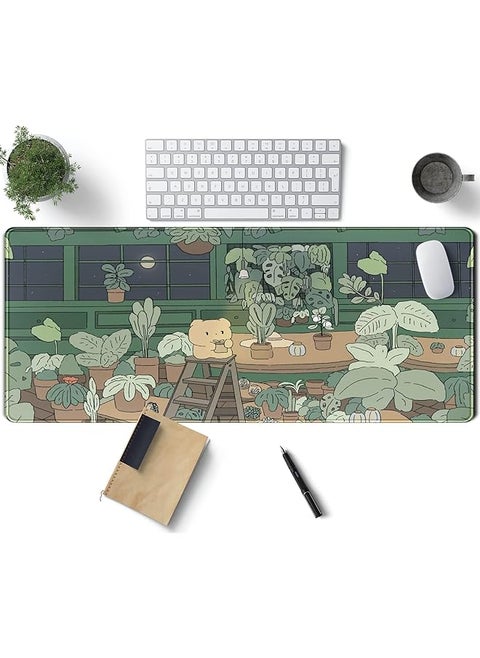 Desk Mat Bear Xl Large Gaming Mouse Pads Desk Mats Pads On Top Of Desks Mousepad Anime Plant Desk Protector 31.5X11.8 In Aesthetic Brown And Green Forest Keyboard Pad
