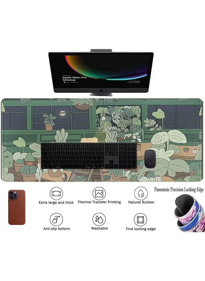 Desk Mat Bear Xl Large Gaming Mouse Pads Desk Mats Pads On Top Of Desks Mousepad Anime Plant Desk Protector 31.5X11.8 In Aesthetic Brown And Green Forest Keyboard Pad