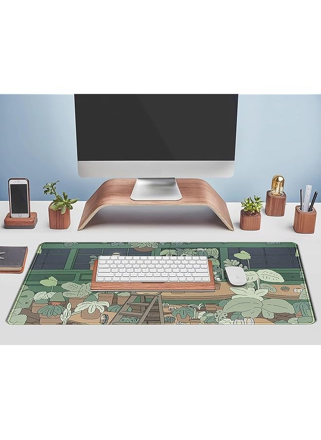 Desk Mat Bear Xl Large Gaming Mouse Pads Desk Mats Pads On Top Of Desks Mousepad Anime Plant Desk Protector 31.5X11.8 In Aesthetic Brown And Green Forest Keyboard Pad