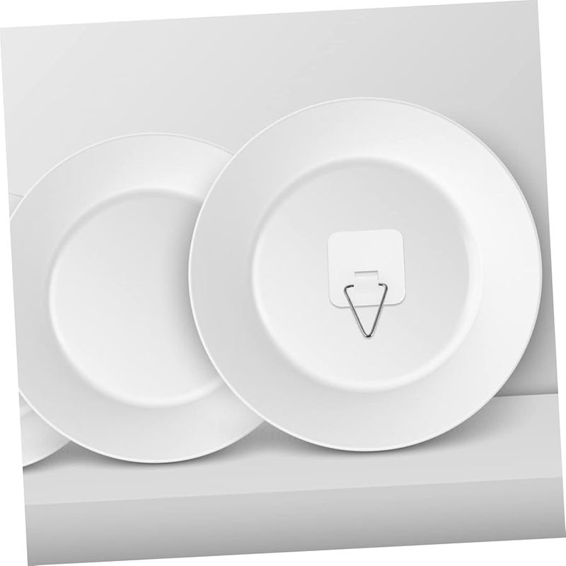 Cabilock 50 Pack Small Square Plate Hangers Wall Mounted Invisible Display Rack Organizer - Image 4