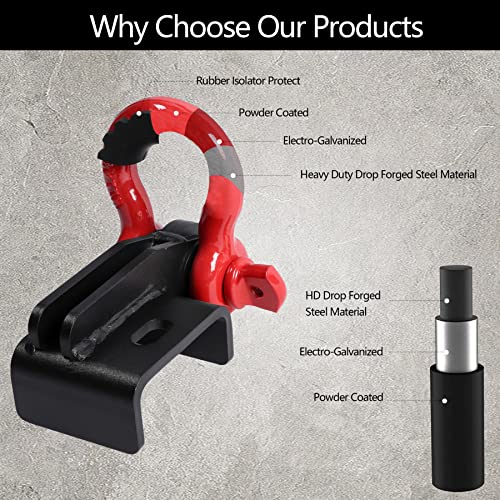 Gledewen خطاف سحب أمامي شيطان، متوافق مع تويوتا تاكوما 2009-2023، مع حلقة D بحجم 3/4" (عبوة 2)، مع دبوس برغي بحجم 7/8" وعازل خطاف وغسالات، حامل خطاف سحب أمامي، خطاف سحب أمامي - Image 3