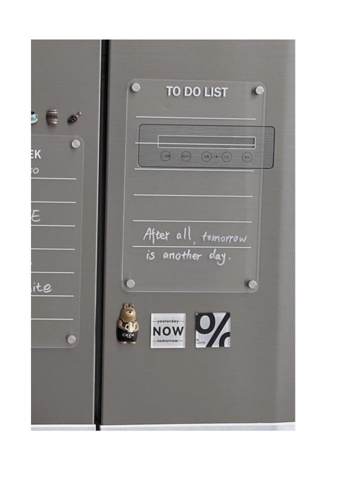 أولدجان المغناطيسي الاكريليك الجافة ممحاة المجلس ، شفافة مزدوجة ثلاجة المجلس ، عرض المجلس ، المجلس الخط العربي ، المغناطيسي شفط ثلاجة ملصقا ، رسالة المجلس + قلم مجانا - Image 1