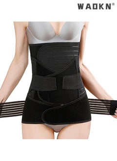 WAOKN 3 in 1 Postpartum Belly Support Recovery Wrap, Postpartum Belly Band Back Support Belly Wrap Belly Band Shapewear, Body Shaper Waist Shapewear, Post Surgery Pregnancy Belly Support（Black）  - Image 1