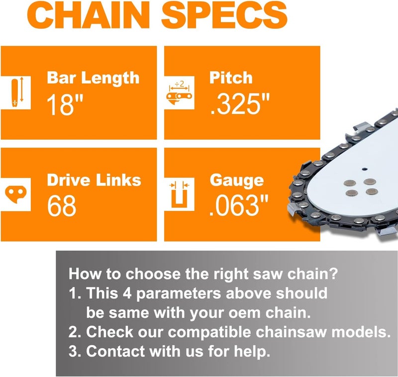SUNGATOR 18-Inch Chainsaw Chain SG-L68, .325" Pitch - .063" Gauge - 68 Drive Links, Compatible with Stihl - Image 5