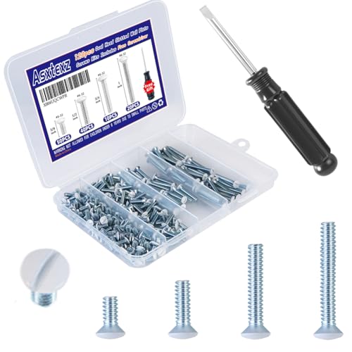 Asxtexz 120PCS Wall Plate Screws White, Outlet Cover Screws for Switch Plate, 6/32 Electrical Outlet Screws for Light Switch Plates,Electrical Panel, 4 Sizes (3/8",1/2",3/4",1") Screws Kit w/Free Screwdriver - Image 1