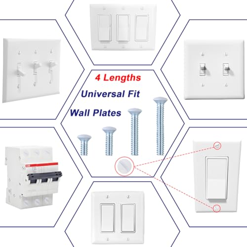 Asxtexz 120PCS Wall Plate Screws White, Outlet Cover Screws for Switch Plate, 6/32 Electrical Outlet Screws for Light Switch Plates,Electrical Panel, 4 Sizes (3/8",1/2",3/4",1") Screws Kit w/Free Screwdriver - Image 4