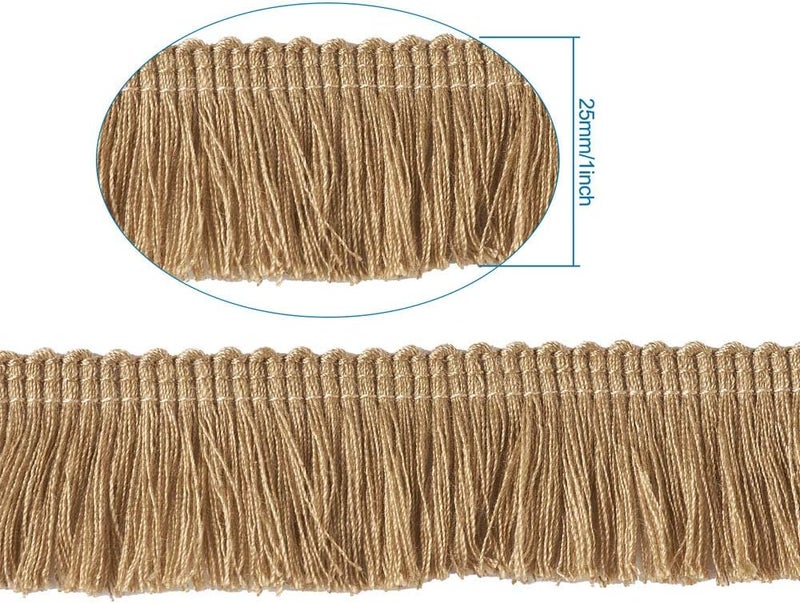 Mega Pet MegaPet Polyester Fringe Tassel Lace Trim 1 Inch x 82 Feet Chainette Fringe Fibre Trim Tan for Sewing Quilting Clothes Accessories Lampshade Curtain Home Decoration - Image 2