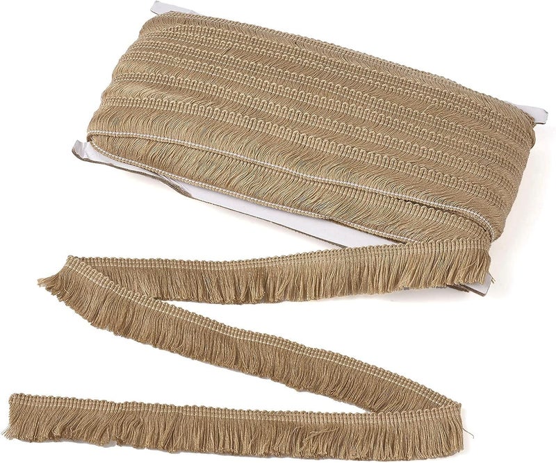 Mega Pet MegaPet Polyester Fringe Tassel Lace Trim 1 Inch x 82 Feet Chainette Fringe Fibre Trim Tan for Sewing Quilting Clothes Accessories Lampshade Curtain Home Decoration - Image 1