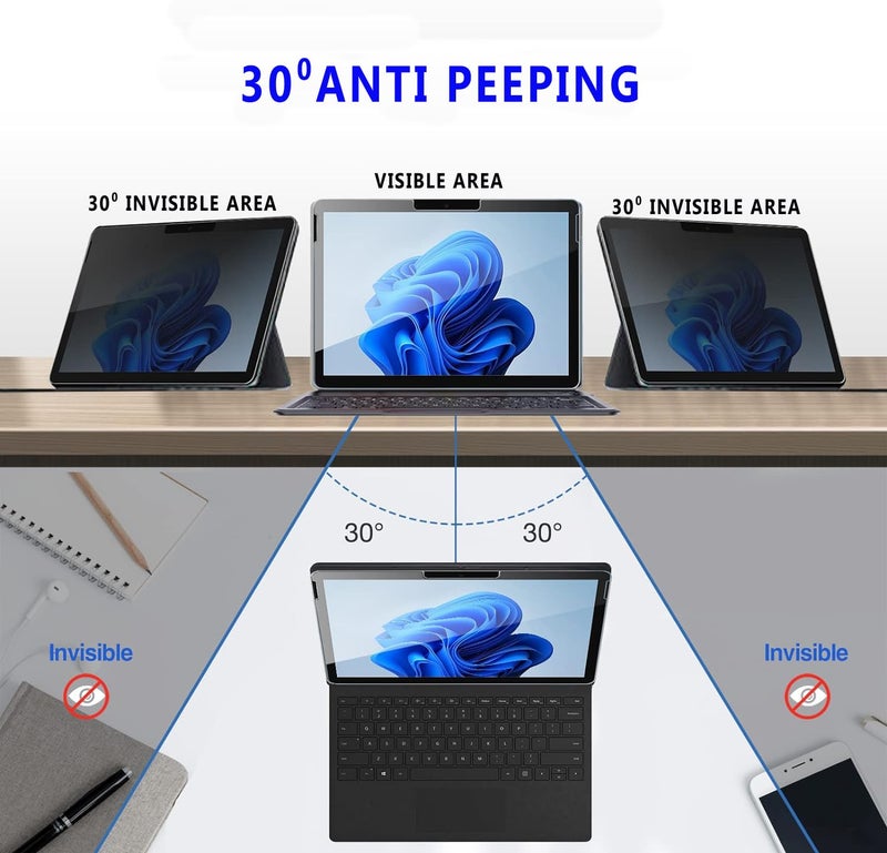 XINDERS Privacy Screen Protector for iPad Air 13 Inch M3 2025 & M2 2024 (7th/6th Generation) & iPad Pro 13 Inch M4 7th Gen, Anti-Spy, Anti-Scratch, Bubbles Free, Apple Pencil Compatible, 1 Pack - Image 3