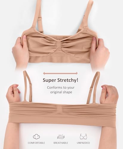 FeelinGirl Bralettes for Women No Underwire Supportive Full Coverage Basic Comfort Bra Nude X-Large - Image 3