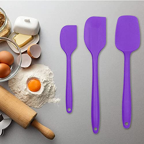 P-Plus International Silicone Spatula Set 3-Piece Heat-Resistant Baking Spoon & Spatulas, Silicone Turner Spatula, Non-Stick Spatulas Cooking, Baking and Mixing with Stainless Steel Core (Purple) - Image 3