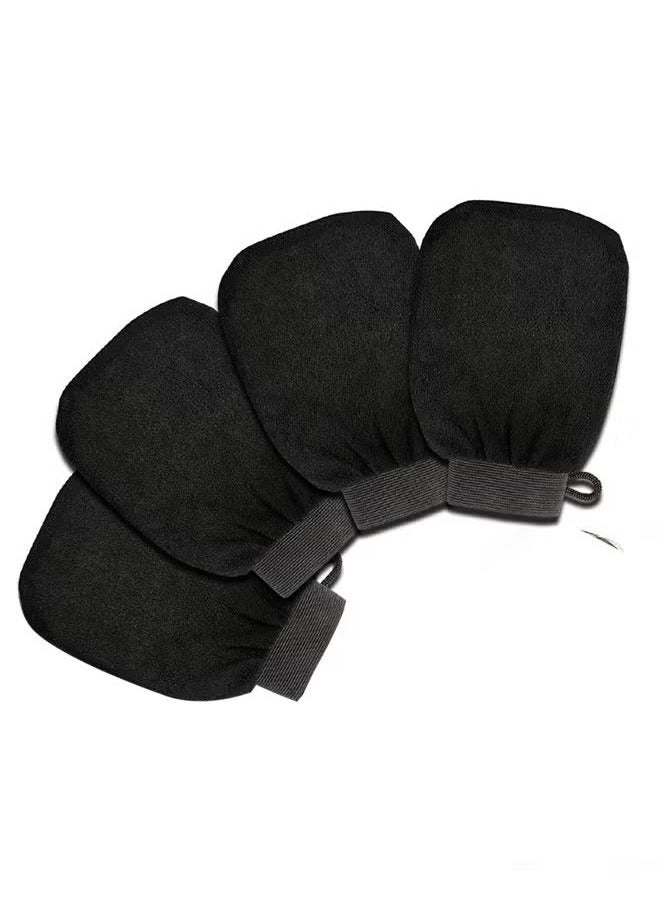 4 Pcs Exfoliating Gloves Exfoliating Body Scrubber Exfoliating Mitts for Body Exfoliating Gloves Dead Skin Exfoliator Scrubber for Women Bath Shower Spa (Black)  - Image 1