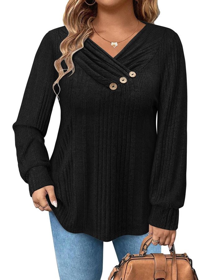 Siddhe Womens Sweaters Spring 2025 Cable Knit Long Sleeve Crewneck Oversized Sweater Chunky Pullover Loose Outfits, Black, XXL - Image 1