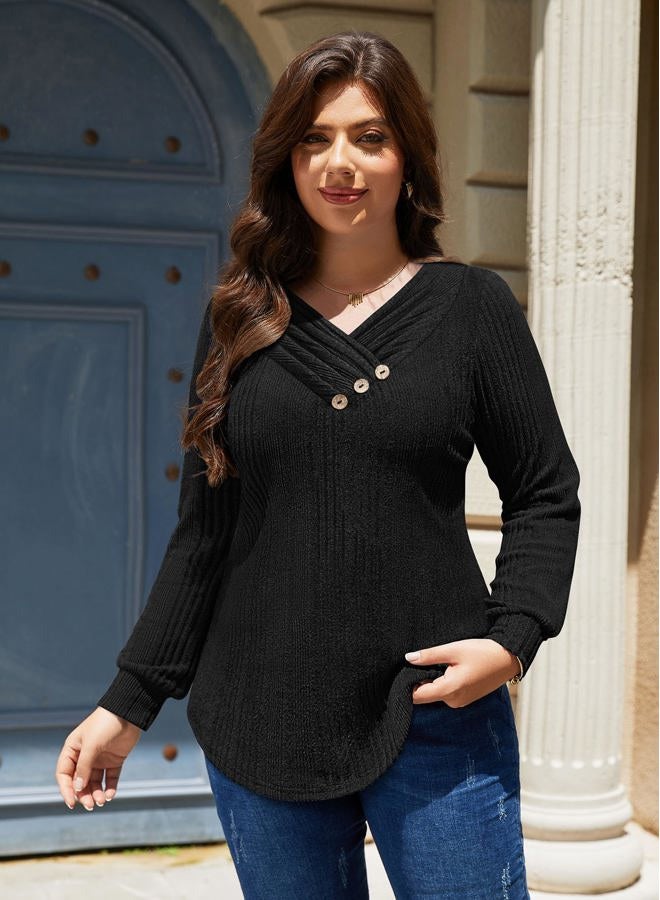Siddhe Womens Sweaters Spring 2025 Cable Knit Long Sleeve Crewneck Oversized Sweater Chunky Pullover Loose Outfits, Black, XXL - Image 5