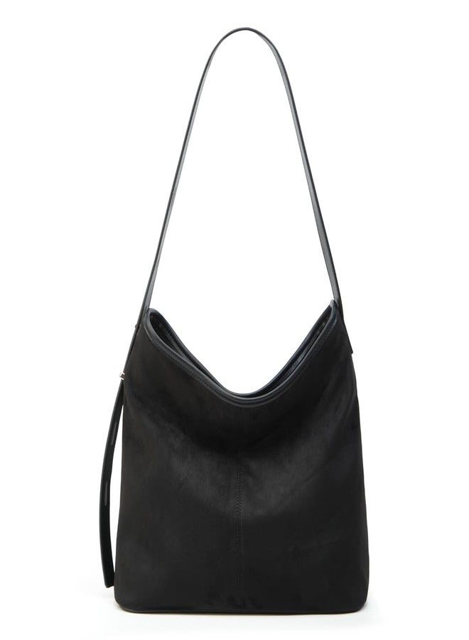 Caistre Tote Bag for Women Suede Classic Top-handle Shoulder Bags Slouchy Hobo Crossbody Bag Retro College Work Purse Handbag - Image 1