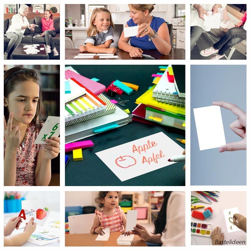 ELES VIDA 100 Index Cards Blank Business Cards - Paper Cards in 88 x 55 mm, Playing Cards, Flashcards, Memory, Business Cards Paper for Learning Memory - Memo Cards, Note Cards, Bookmarks in White - Image 4