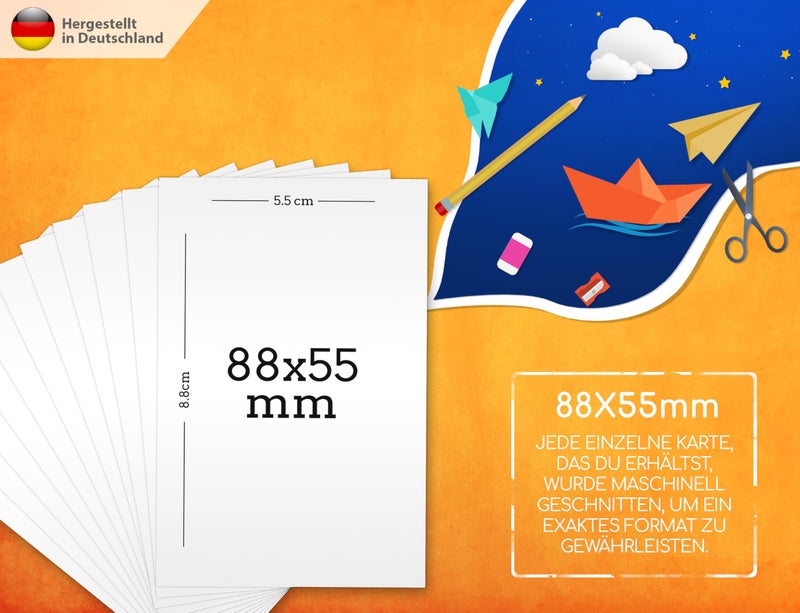 ELES VIDA 100 Index Cards Blank Business Cards - Paper Cards in 88 x 55 mm, Playing Cards, Flashcards, Memory, Business Cards Paper for Learning Memory - Memo Cards, Note Cards, Bookmarks in White - Image 2