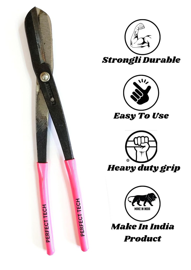 PERFECT TECH 14 Inch Tin Snip Cutter | Hand Tool Set | Cable & Metal Cutting Snips | Tempered Iron Cutting Pliers | Steel Treated Blade - Image 4