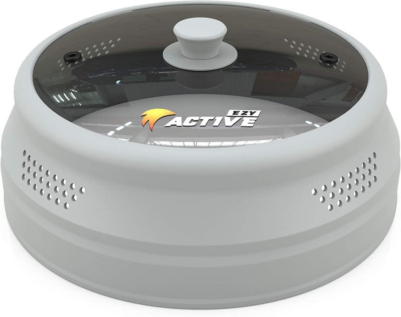 Ezy Active Collapsible Microwave Cover for Food - Silicone and Glass Splatter Guard Lid for 6-12 inch Plates & Bowls, Dishwasher Safe, Heat Resistant, BPA-Free, Gray - Image 1