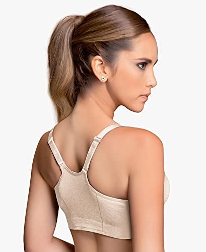 Annette Post Surgery Racerback Bra for Women – Front Closure, Seamless, Longline, Compression and Wireless Brassiere – Gym and Sports Bra for Women – Beige, 34C - Image 3