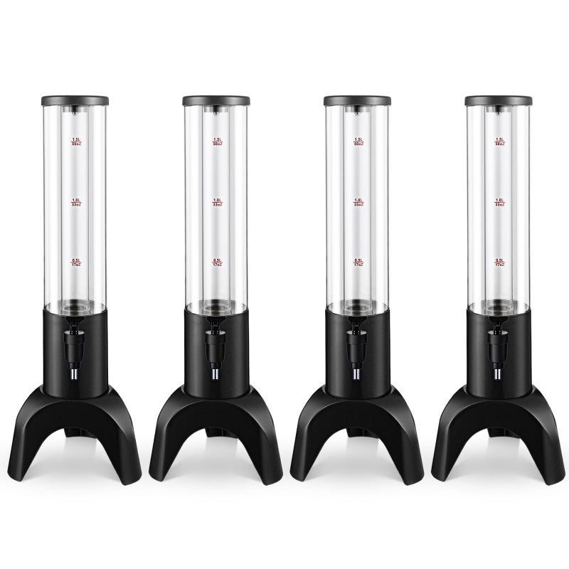 Baderke برج المشروبات بادركي 4 قطع موزع ميموزا مع أنبوب ثلج لموزعات البيرة والمشروبات الكحولية والعصائر ومارجريتا للمناسبات المنزلية بار الحفلات أسود 15 لتر