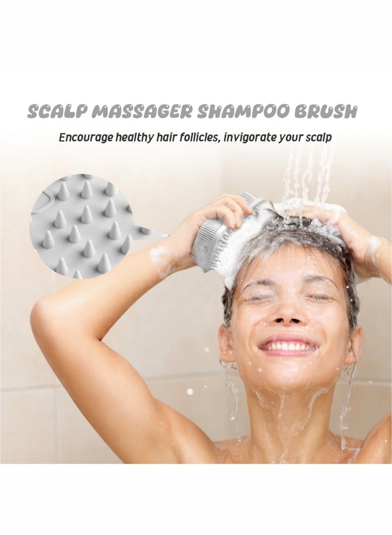 YEADMAL Dual-use Silicone Body Scrubber with Scalp Massage Shampoo Brush Exfoliating Bath Body Brush Gentle Shower Scrubber for Men or Women Skin Cleansing, Grey - Image 3